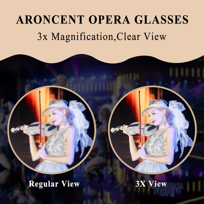 Aroncent Opera Glasses Binoculars 3X25 Theater Glasses Mini Binocular Compact with Handle for Adults Kids Women in Musical Concert - Image 5